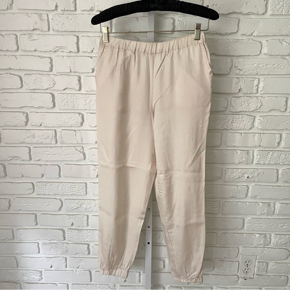 Lou & Grey Pants - Lou & Grey Satin Jogger Pants in Champagne Beige – Size XS